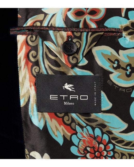 Etro Blue Cotton Velvet Blazer for men