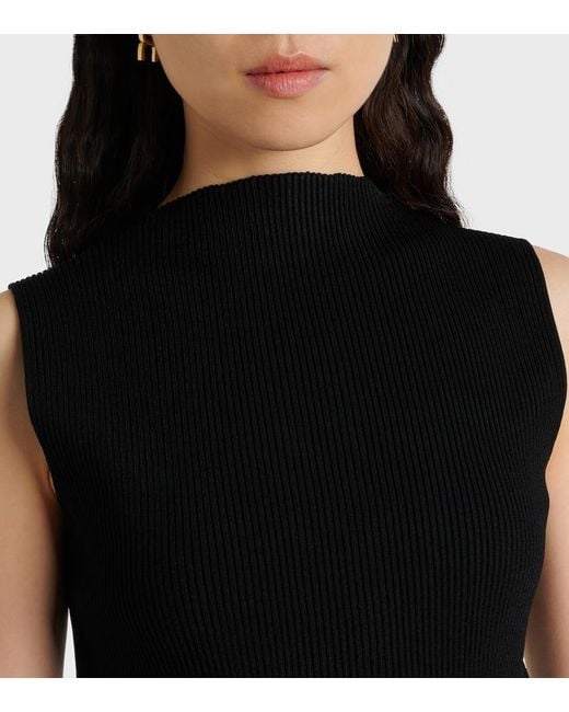 Victoria Beckham Black Ribbed-Knit Top