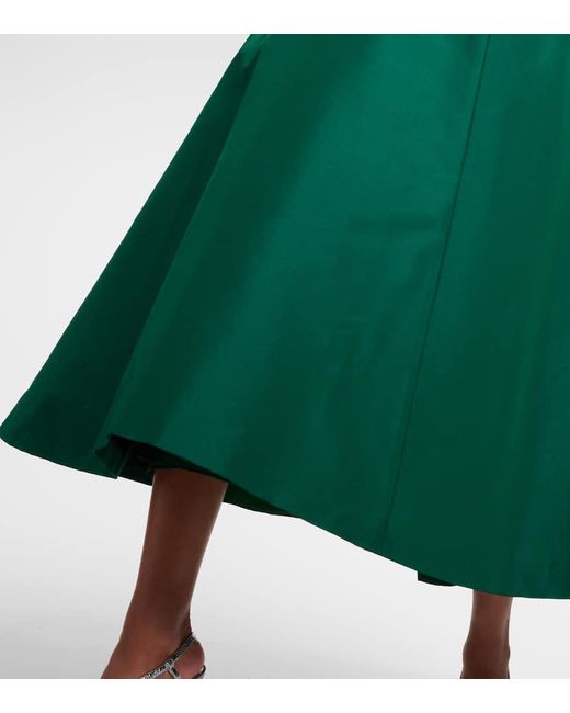 Carolina Herrera Green Square-neck Silk-faille Midi Dress