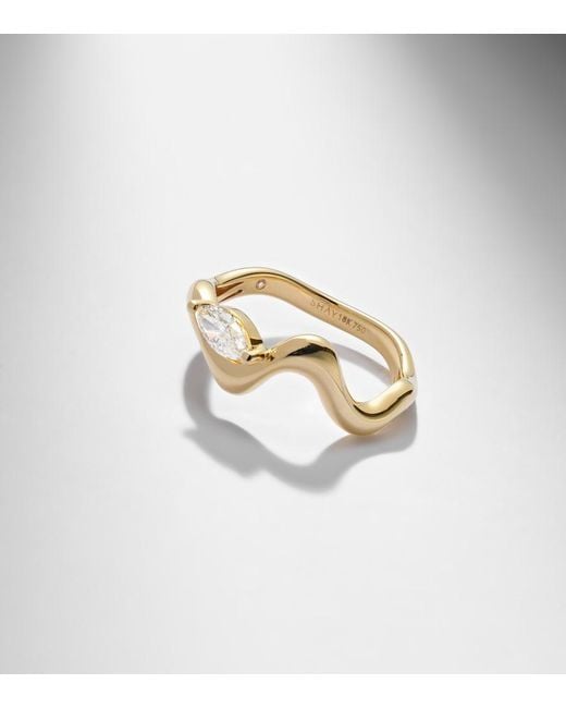 SHAY Metallic Wave 18Kt Ring With Diamond