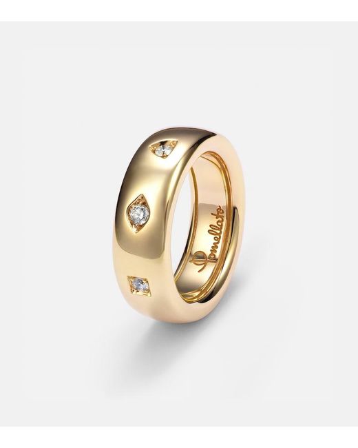 Pomellato White Iconica 18Kt Rose Ring With Diamonds