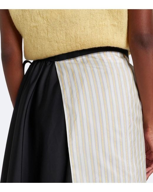Prada Natural Embroidered Striped Wrap Skirt