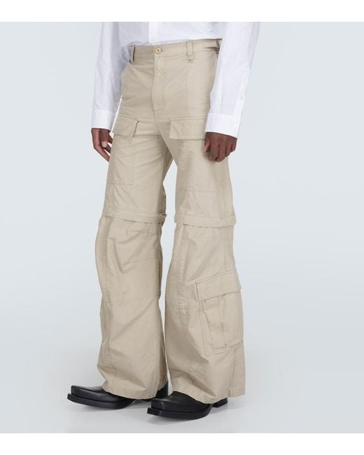 Balenciaga Natural Hybrid Flared Cotton Cargo Pants for men