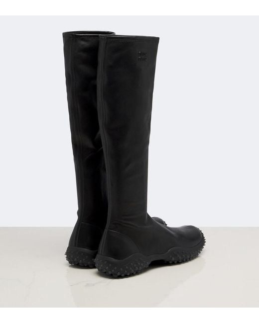Miu Miu Black Leather Knee-High Boots
