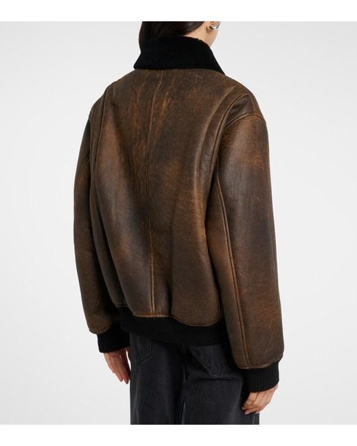 Nour Hammour Brown Anton Shearling-Lined Leather Bomber Jacket