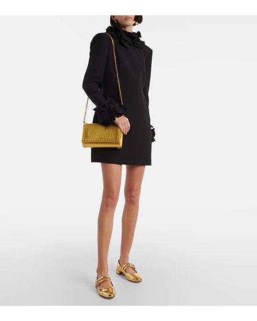 Christian Louboutin Yellow Paloma Spiked Metallic Leather Clutch