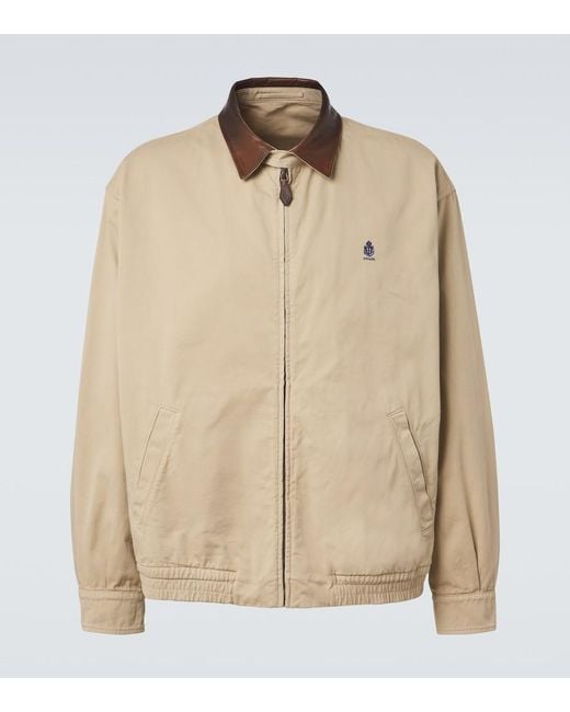 Prada Natural Leather-Trimmed Cotton Blouson Jacket for men