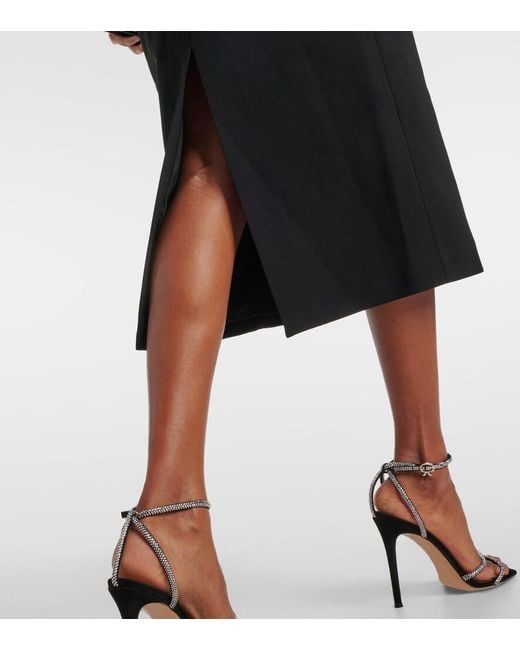 Rebecca Vallance Black Odetta Floral-Applique Midi Dress