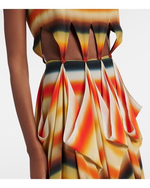 Loewe Metallic Paula's Ibiza Striped Silk Maxi Dress