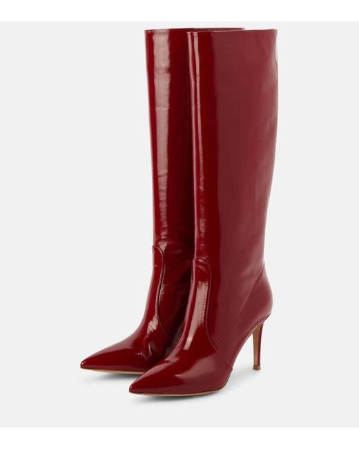 Gianvito Rossi Red Hansen 85 Patent Leather Knee-High Boots
