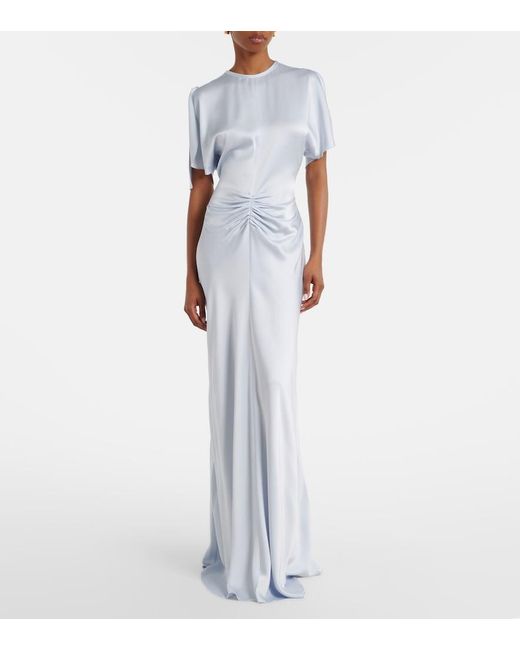 Victoria Beckham White Gathered Satin Gown