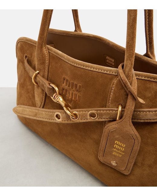 Miu Miu Brown Adventure Suede Tote Bag
