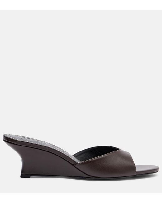 Staud Black Brigitte Leather Wedge Mules