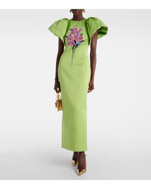 LEO LIN Green Lucinda Sequined Crepe Satin Cocktail Dress