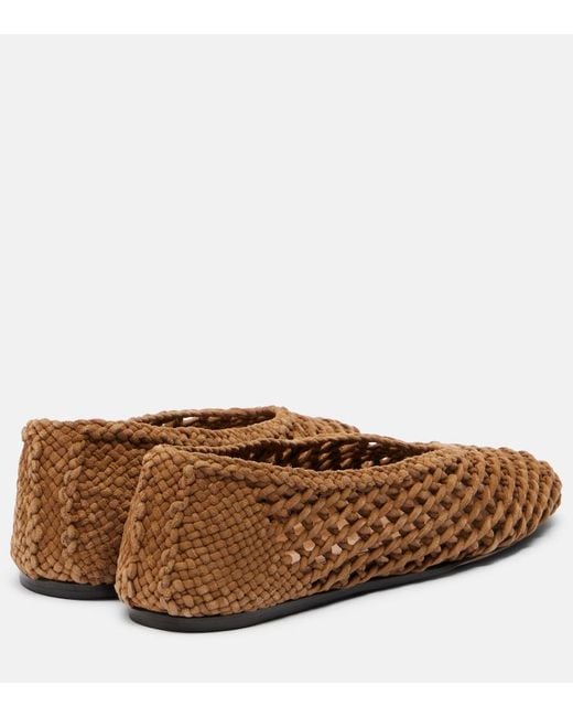 Le Monde Beryl Brown Regency Woven Suede Ballet Flats