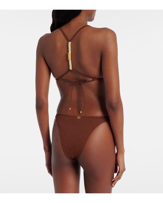 ViX Brown Harper Beaded Triangle Bikini Top