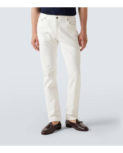 Jeans Regular Pegaso A Vita Bassa di Etro in White da Uomo