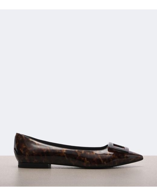 Roger Vivier Black Gommettine Patent Leather Ballet Flats