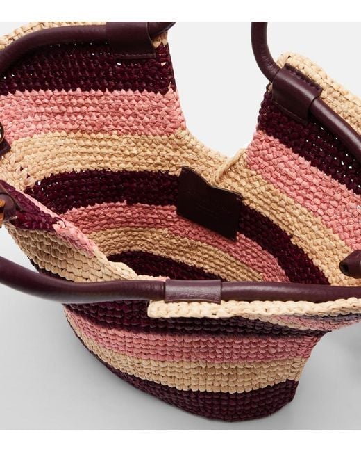 Zimmermann Red Goldentime Small Raffia Top-Handle Bag