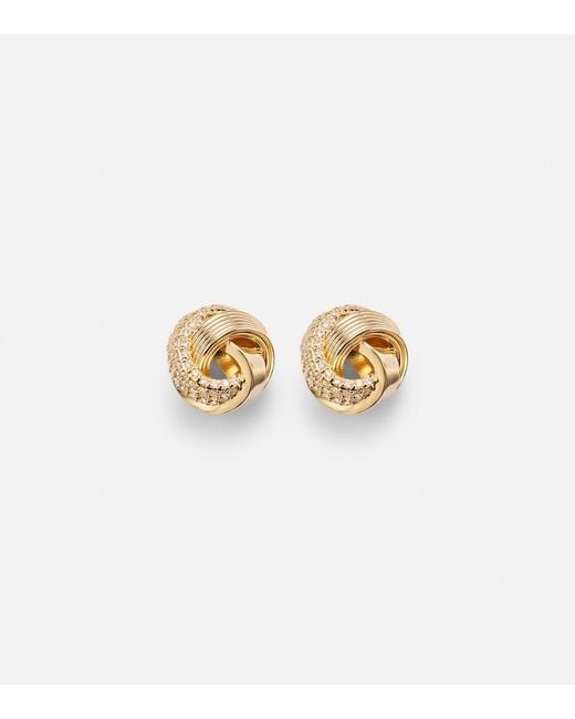 Sydney Evan White Tri-Link 14Kt Earrings With Diamonds
