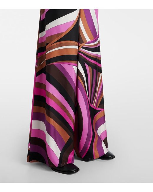Emilio Pucci Pink Iride Printed Silk Twill Palazzo Pants