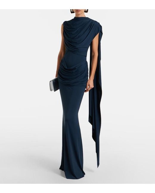 De La Vali Blue Jersey Maxi Dress