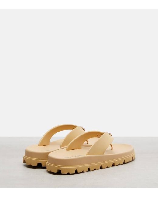 Prada Natural Logo Thong Sandals