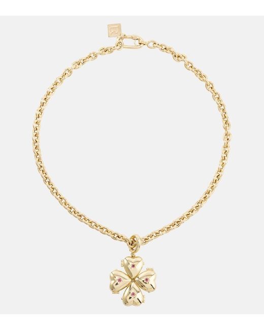 Lauren Rubinski Metallic Bruno 14kt Gold Pendant Necklace With Tourmalines