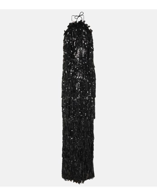 Robe longue a sequins Carolina Herrera en coloris Black