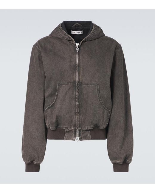 Our Legacy Gray Bank Coated Denim Zip-Up Hoodie for men