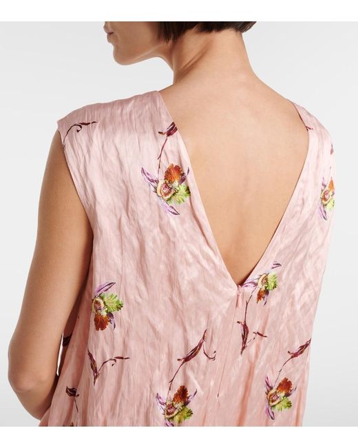 Emilia Wickstead Pink Meave Floral Satin Minidress