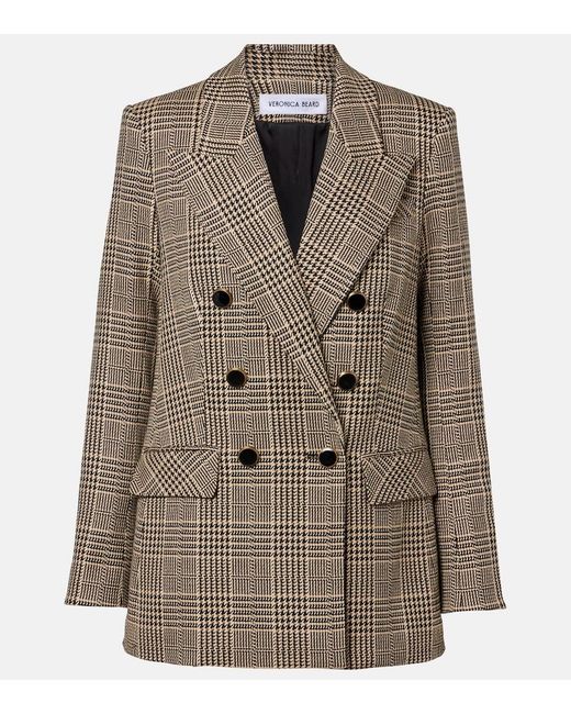 Veronica Beard Brown Rhys Houndstooth Double-Breasted Blazer
