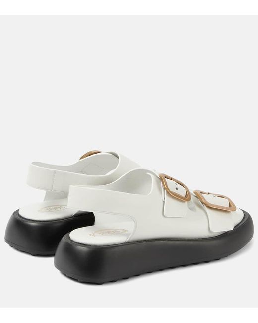 Tod's White Sandalen Aus Leder