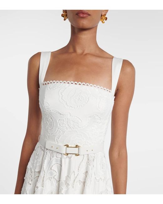 Rebecca Vallance White Midikleid Ginger Aus Spitze