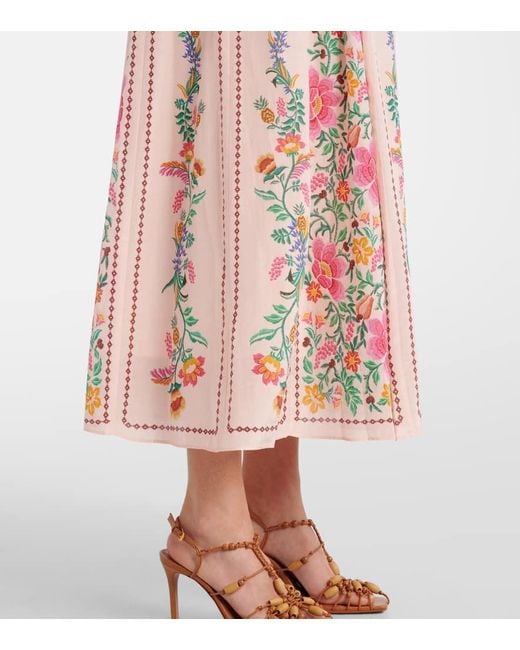 Farm Rio Pink Maxikleid Aus Einem Baumwollgemisch