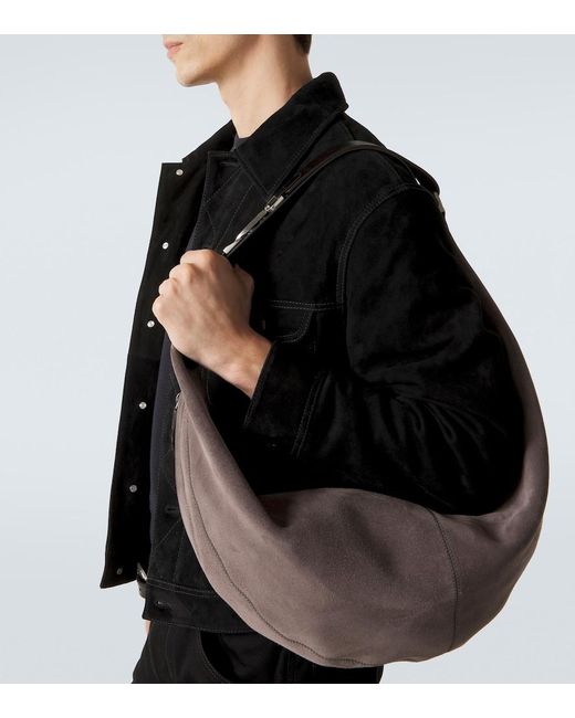 Lemaire Metallic Belted Suede Shoulder Bag for men