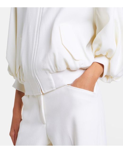 Gabriela Hearst White Aluin Virgin Wool Bomber Jacket