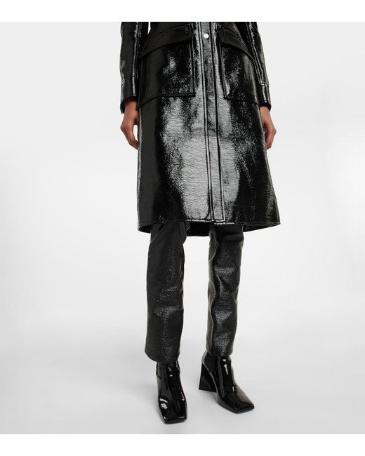 Courreges Black Logo Cotton-Blend Trench Coat