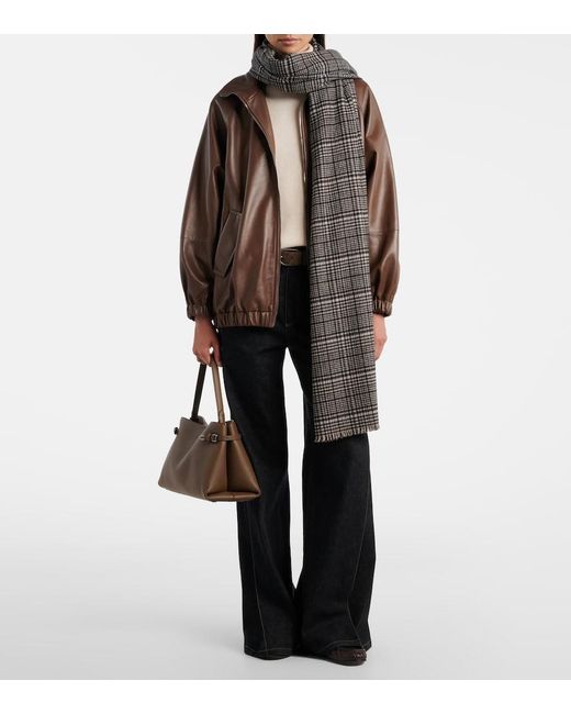 Brunello Cucinelli Gray Cashmere Checked Scarf