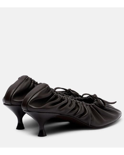 Herbert Levine Black Gather Around Ruched Leather Pumps