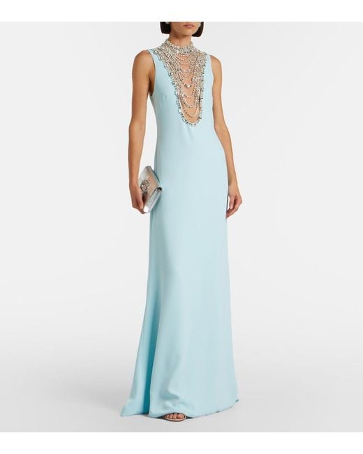 Costarellos Blue Embellished Gown