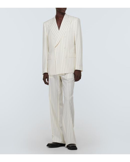 Blazer de lana y seda con raya diplomatica Dolce & Gabbana de hombre de color White