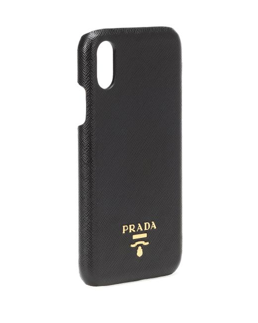 Coque pour iPhone XR en cuir Saffiano Prada en coloris Noir | Lyst