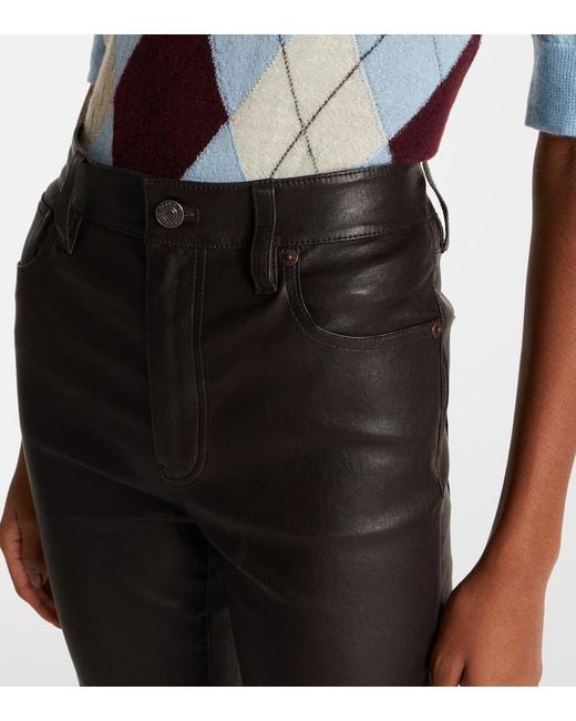 FRAME Black Reboot Crop Leather Bootcut Pants