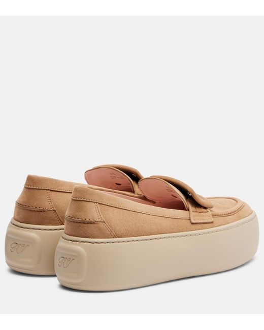Roger Vivier Natural Viv' Up Suede Platform Loafers