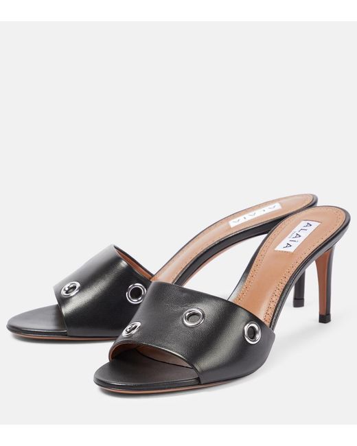 Alaïa Black Oeillets Embellished Leather Sandals