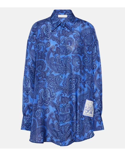 Zimmermann Blue Ottie Paisley Silk Habotai Shirt