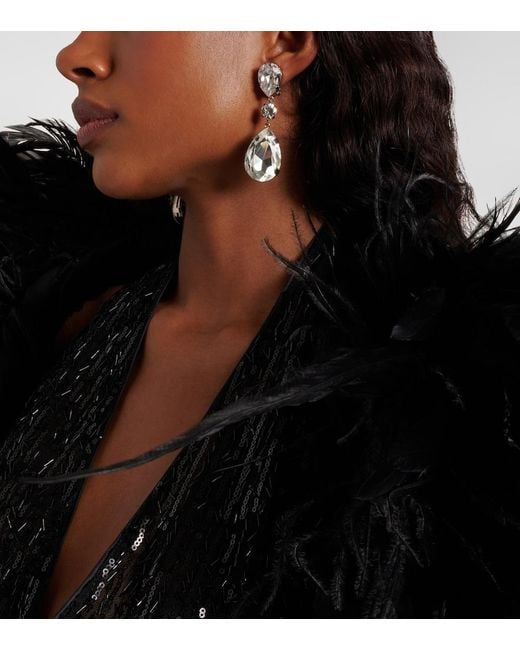 Dolce & Gabbana White Crystal-Embellished Clip-On Earrings