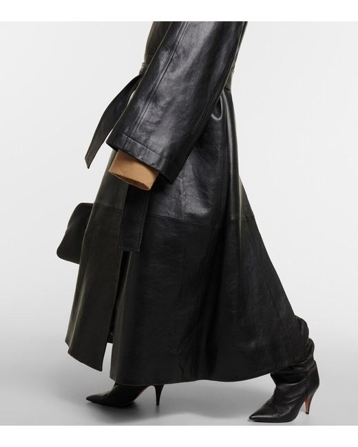 Khaite Black Minnie Oversized Leather Trench Coat