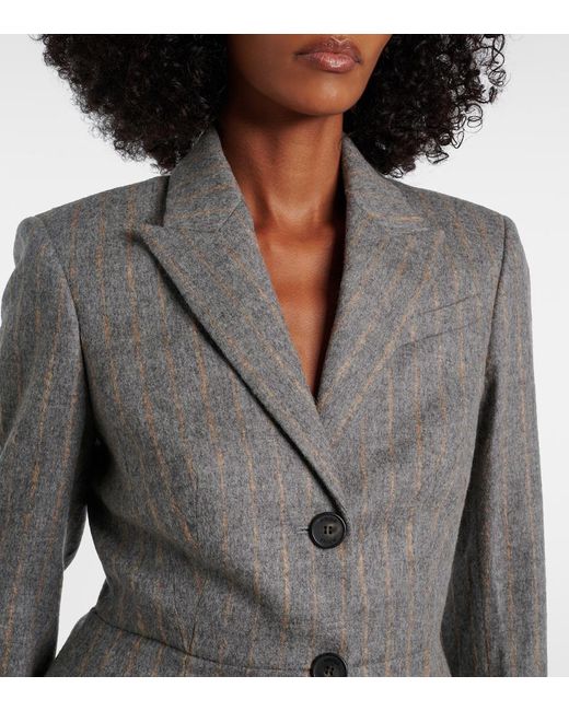 Erdem Gray Pinstripe Wool And Mohair Blazer
